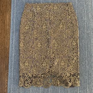 Gorgeous mid-calf metallic gold skirt-White House Black Market